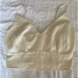 Abercrombie & fitch Cream satin crop top - size small